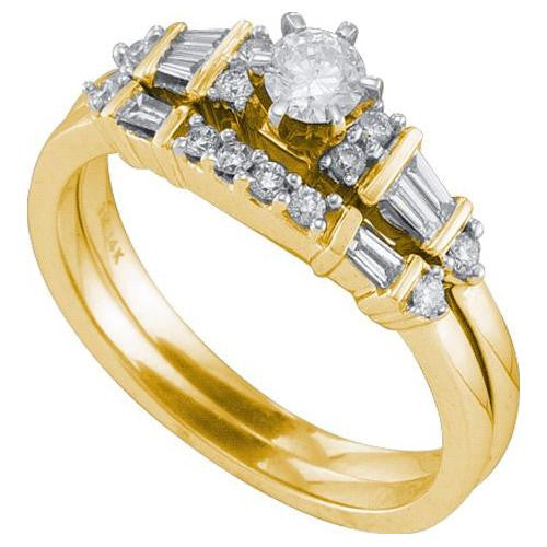 14K Yellow-gold 0.50CT DIAMOND  0.20CT CENTER ROUND BRIDAL SET