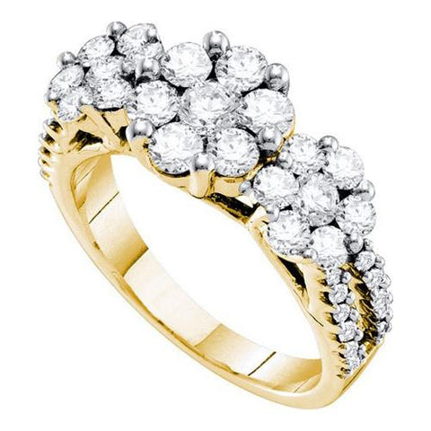 14KT Yellow Gold 2.00CTW  DIAMOND  3 FLOWER RING