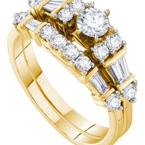 14K Yellow-gold 1.0CT DIAMOND 0.30CT CENTER ROUND BRIDAL SET