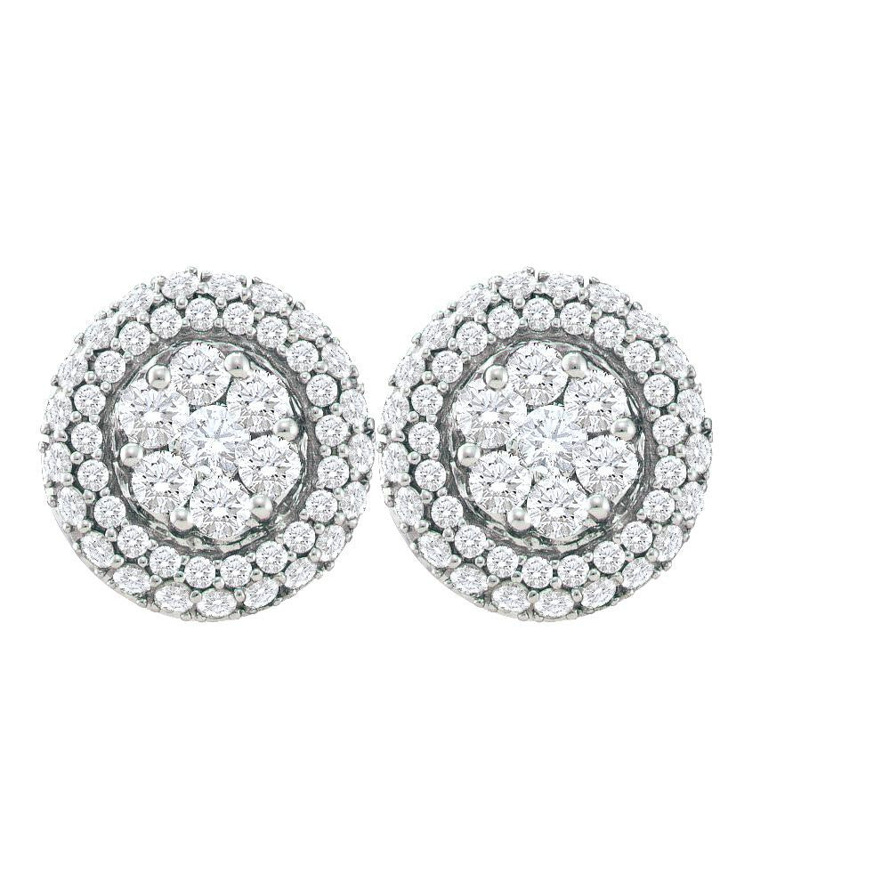 1 1-2CTW-Diamond FLOWER EARRING