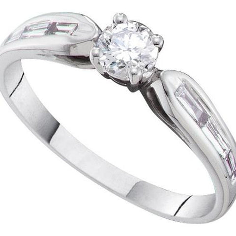 14KT White Gold 0.51CT DIAMOND 0.30CT CENTER ROUND BRIDAL RING