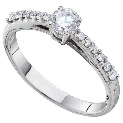 14KT White Gold 0.50CTW  DIAMOND 0.33 CTW  CENTER ROUND BRIDAL RING