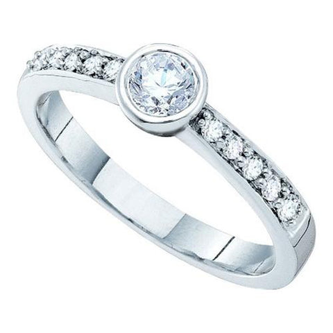 14K White-gold 0.39CT DIAMOND 0.25CT-CRD BRIDAL RING