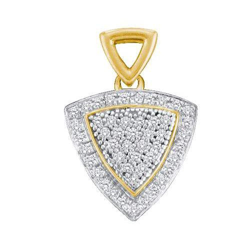 10KT Yellow Gold Two Tone 0.15CTW DIAMOND TRI MICRO PAVE PENDANT