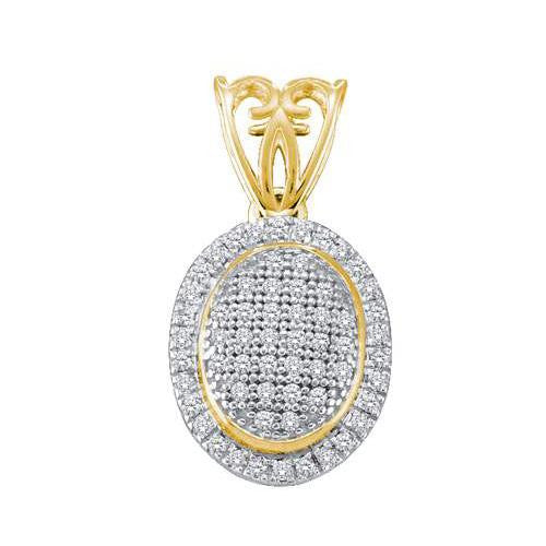 10K Yellow-gold 0.20CTW DIAMOND OVAL MICRO PAVE PENDANT