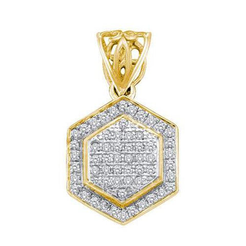 10KT Yellow Gold Two Tone 0.20CTW DIAMOND STOP MICRO PAVE PENDANT