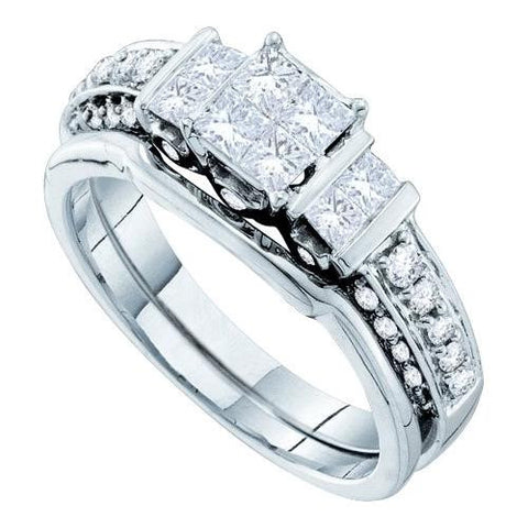 14K White-gold 1.00CT DIAMOND INVISIBLE BRIDAL SET