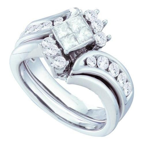 14K White-gold 1.00CT DIAMOND INVISIBLE BRIDAL SET