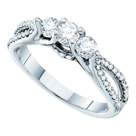 14K White-gold 0.70CT DIAMOND 3 STONE BRIDAL RING