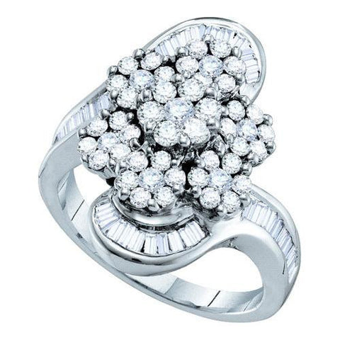 14K White-gold 2.0CT DIAMOND  FLOWER RING