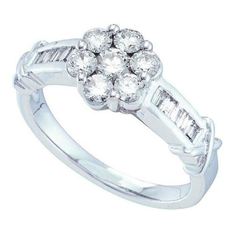 14KT White Gold 1.0CTW  DIAMOND  FLOWER RING