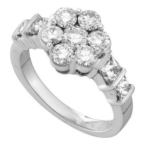 14KT White Gold 2.06CTW DIAMOND FLOWER RING