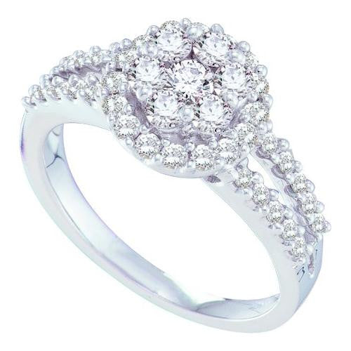 14KT White Gold 1.0CTW DIAMOND  FLOWER RING