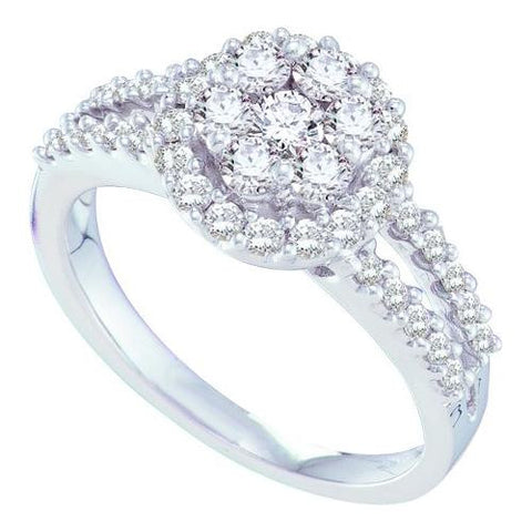 14KT White Gold 1.0CTW DIAMOND  FLOWER RING