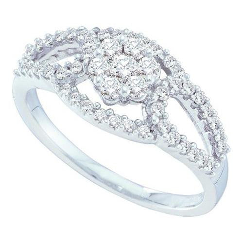 14KT White Gold 0.51CT DIAMOND  FLOWER RING