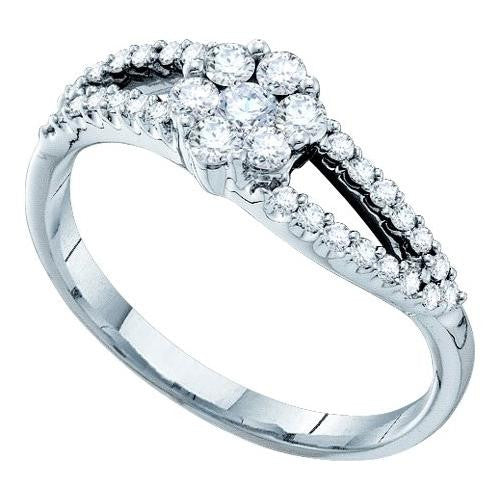 14KT White Gold 0.54CTW DIAMOND  FLOWER RING