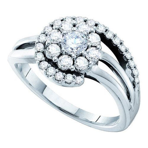 14K White-gold 0.77CT DIAMOND FLOWER RING