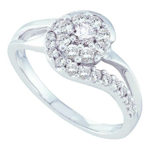 14KT White Gold 0.51CTW  DIAMOND  FLOWER RING