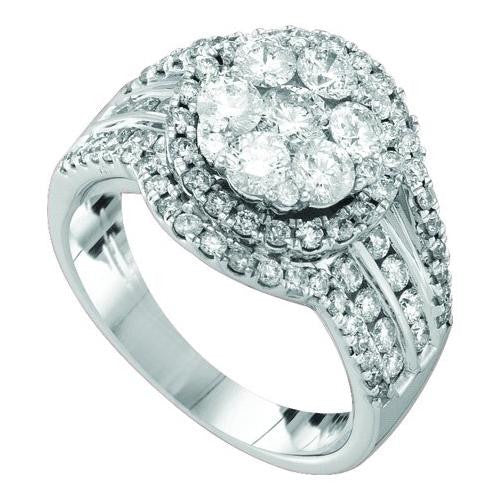 14K White-gold 2.00CTW  DIAMOND FLOWER RING