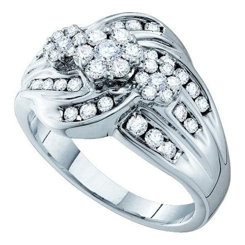 14KT White Gold 1.01CTW  DIAMOND FLOWER RING