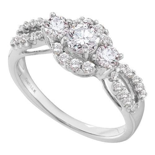 14KT White Gold 0.87CT-DIAMOND 0.33CT-CRD BRIDAL RING