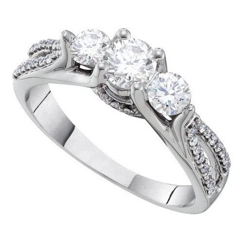 14K White-gold 1.00CT DIAMOND 0.42CT CENTER ROUND BRIDAL RING