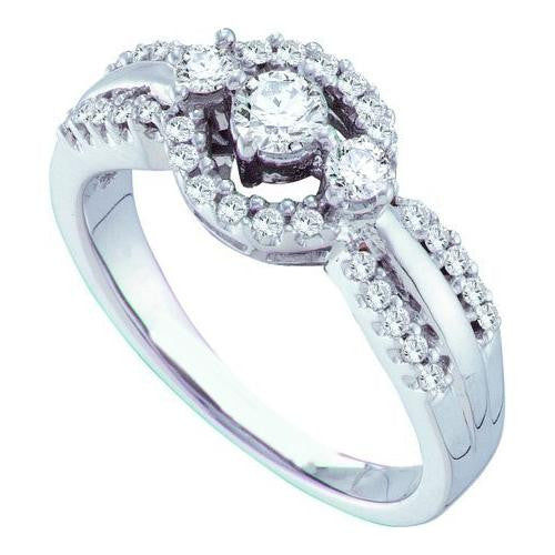 14KT White Gold 0.52CTW DIAMOND 3 STONE BRIDAL RING