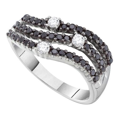 14K White-gold 0.54CTW BLACK DIAMOND FASHION BAND