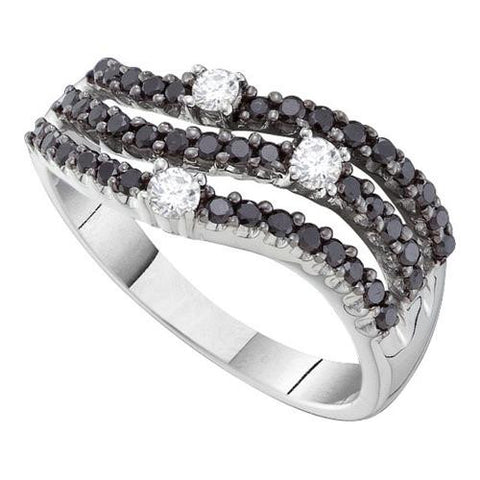 14K White-gold 0.54CTW BLACK DIAMOND FASHION BAND