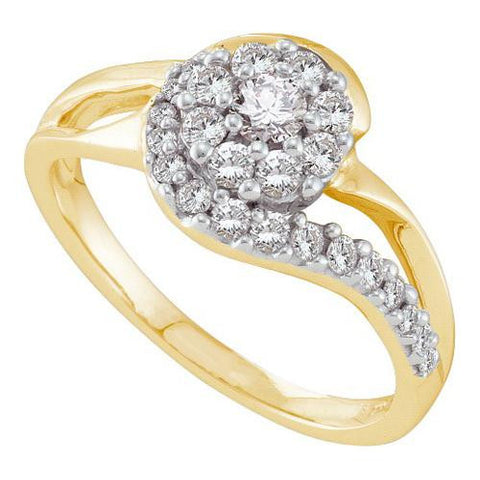 14KT Yellow Gold 0.51CTW  DIAMOND LADIES  FLOWER RING