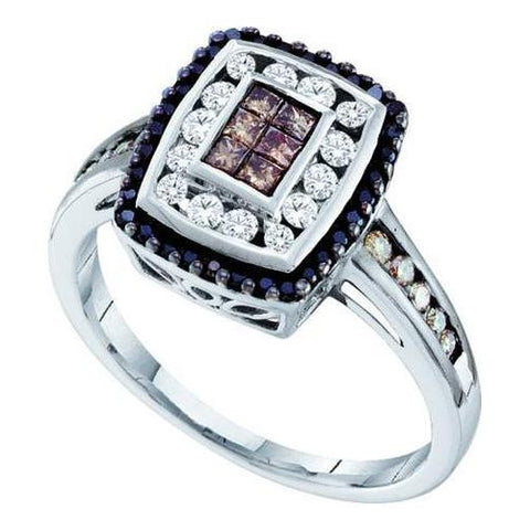 14KT White Gold 0.50CT COGNAC DIAMOND LADIES  INVISIBLE RING