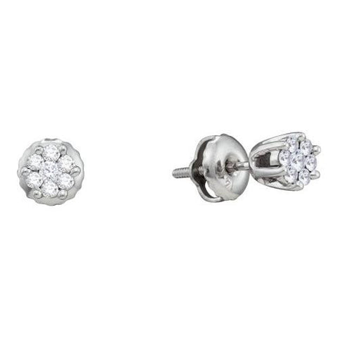 14KT White Gold 0.15CTW DIAMOND FLOWER EARRING