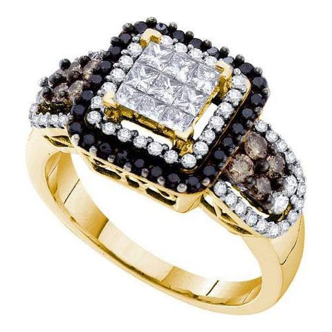 14K Yellow-gold 1.CT COGNAC DIAMOND LADIES  INVISIBLE RING