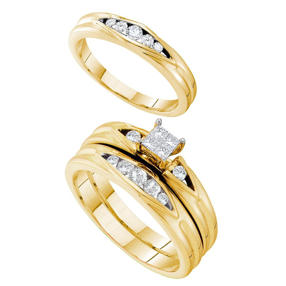 1-2CT-Diamond INVISIBLE TRIO SET