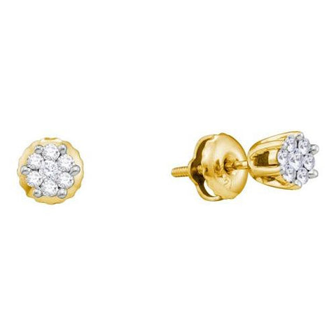 14KT Yellow Gold 0.15CTW DIAMOND FLOWER EARRING