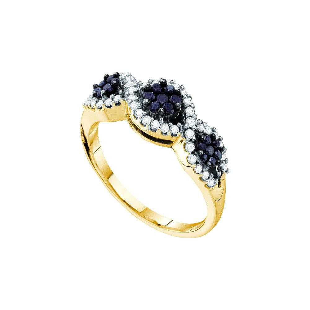 1-2CT-Diamond BLACK FLOWER BAND