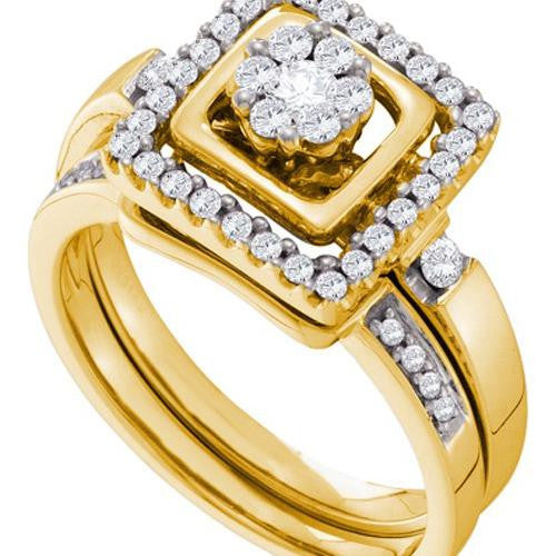 14K Yellow-gold 0.50CT DIAMOND FLOWER BRIDAL SET