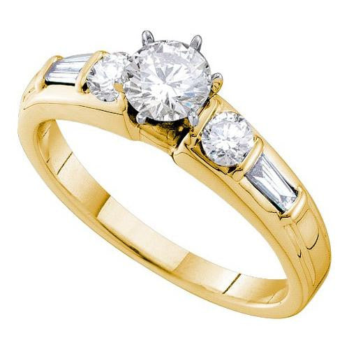 14KT Yellow Gold 0.76CTW DIAMOND  0.40CTW CENTER ROUND BRIDAL RING