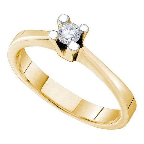 14KT Yellow Gold 0.10CTW  DIAMOND ROUND CENTER BRIDAL RING