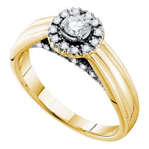 14KT Yellow Gold 0.33CTW  DIAMOND  0.20CTW  CENTER ROUND BRIDAL RING