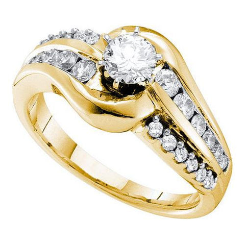 14KT Yellow Gold 1.00CTW DIAMOND  0.40CTW CENTER ROUND BRIDAL RING