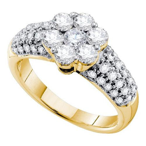 14KT Yellow Gold 1.44CTW DIAMOND FLOWER RING