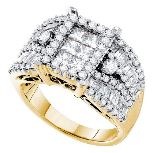 14KT Yellow Gold 2.00 CTW DIAMOND FLOWER RING