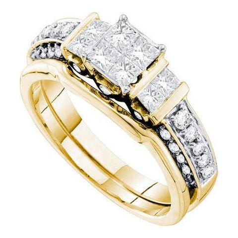 14K Yellow-gold 1.00CT DIAMOND  INVISIBLE BRIDAL SET