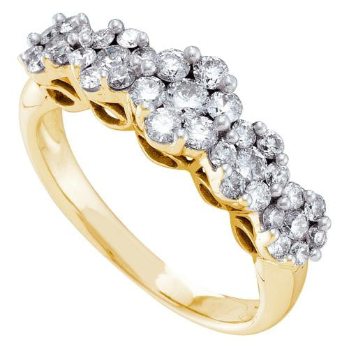 14KT Yellow Gold 1.51CTW  DIAMOND 5 FLOWER RING