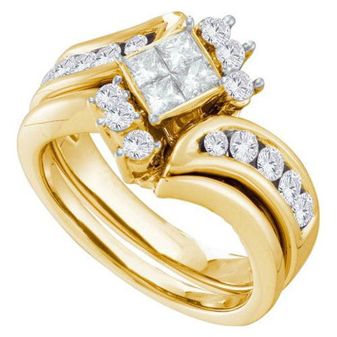 14K Yellow-gold 1.00CT DIAMOND INVISIBLE BRIDAL SET