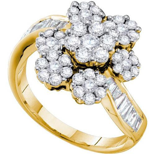 14K Yellow-gold 1.75CT DIAMOND  FLOWER RING