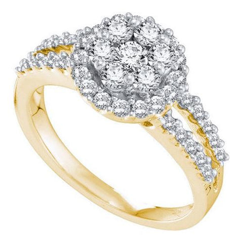 14KT Yellow Gold 1.0CTW DIAMOND FLOWER RING