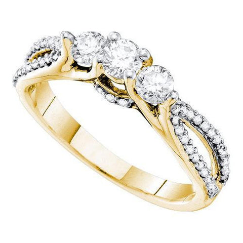 14K Yellow-gold 0.70CT DIAMOND  3 STONE BRIDAL RING