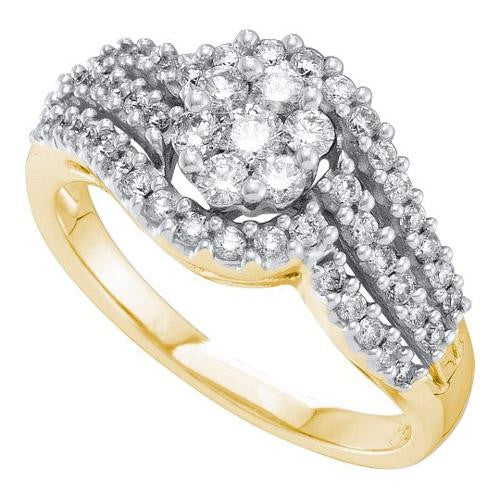 14KT Yellow Gold 0.76CTW  DIAMOND  FLOWER RING